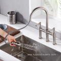 Highly Recommend Good Sales Double Bridge Kitchen Faucet